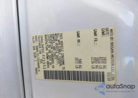 2014 Nissan Altima 2.5 Sv from USA, damaged, VIN 1N4AL3AP1EC321551